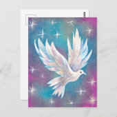 Mooie witte Glitter Peace Dove Briefkaart (Voorkant / Achterkant)