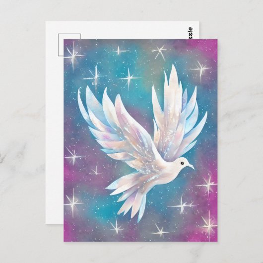 Mooie witte Glitter Peace Dove Briefkaart (Voorkant / Achterkant)