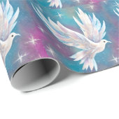 Mooie witte Glitter Peace Dove Cadeaupapier (Rol Hoek)