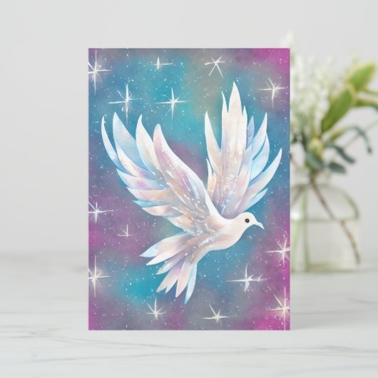 Mooie witte Glitter Peace Dove Feestdagenkaart (Staand voorkant)