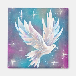 Mooie witte Glitter Peace Dove Magneet
