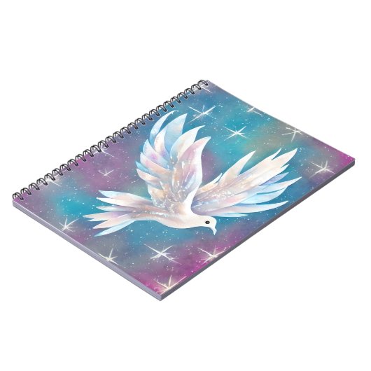 Mooie witte Glitter Peace Dove Notitieboek (Linkerzijde)