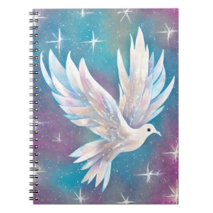 Mooie witte Glitter Peace Dove Notitieboek