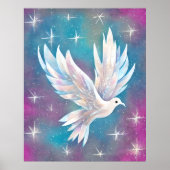 Mooie witte Glitter Peace Dove Poster (Voorkant)