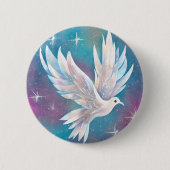 Mooie witte Glitter Peace Dove Ronde Button 5,7 Cm (Voorkant)