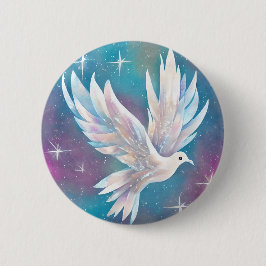Mooie witte Glitter Peace Dove Ronde Button 5,7 Cm