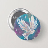 Mooie witte Glitter Peace Dove Ronde Button 5,7 Cm (Voorkant /achterkant)