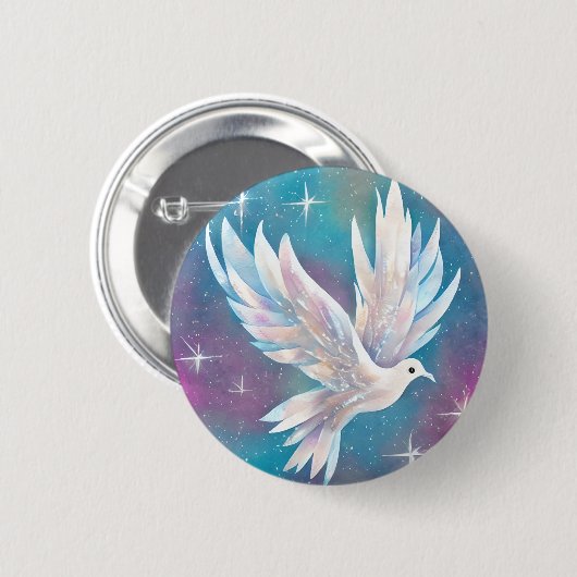 Mooie witte Glitter Peace Dove Ronde Button 5,7 Cm (Voorkant /achterkant)