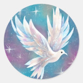 Mooie witte Glitter Peace Dove Ronde Sticker (Voorkant)