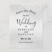 Mooie Witte Glitters - Bewaar de Datum Aankondigingskaart (Voorkant)