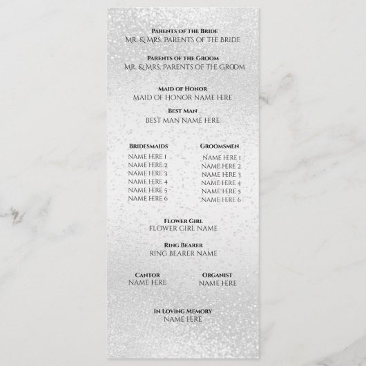 Mooie Witte Glitters  -  Programma Programmakaart (Achterkant)