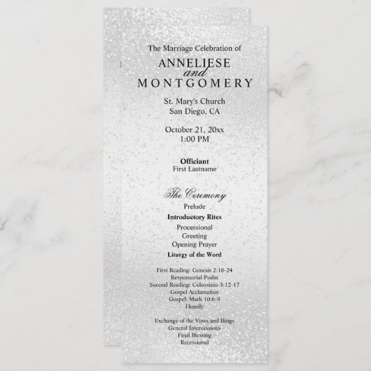 Mooie Witte Glitters  -  Programma Programmakaart (Voorkant / Achterkant)