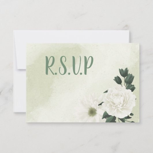 mooie witte griesgriesmeel keuze RSVP kaartje (Achterkant)