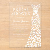 Mooie witte hart jurk Vrijgezellenfeest Acryl Uitnodigingen (Voorkant)