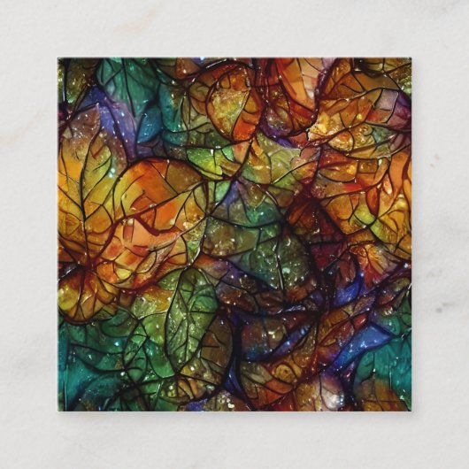 Mooie, witte herfst-kunstbladeren vierkante visitekaartje (Voorkant)