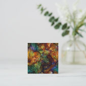 Mooie, witte herfst-kunstbladeren vierkante visitekaartje (Staand voorkant)