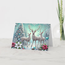 Mooie witte herten Kerstmis vakantiewenskaart