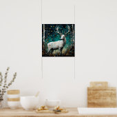 Mooie witte herten poster (Keuken)