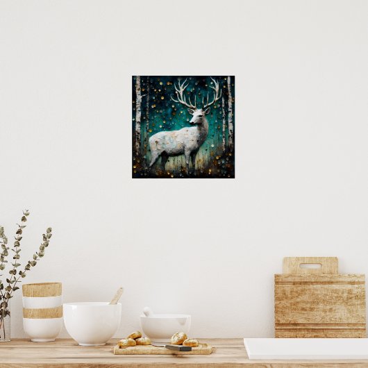 Mooie witte herten poster (Keuken)