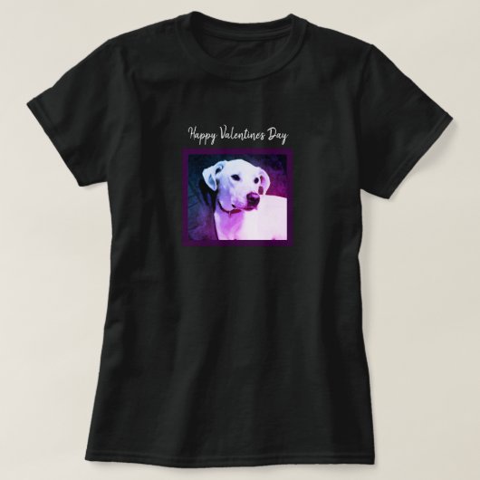 Mooie Witte Hond Paarse Lover Valentijnsdag T-shirt (Design voorkant)