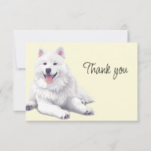 Mooie Witte Hond Samoyed of Eskimo Dank je Bedankkaart