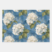 Mooie witte hortensia op blauw inpakpapier vel (Voorkant 2)