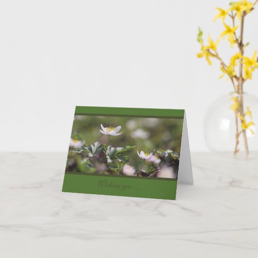 Mooie witte houten anemonen kaart (Gele Bloem)