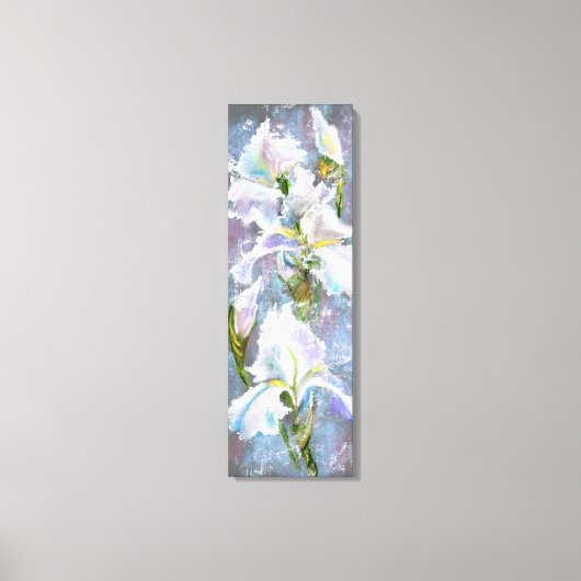 Mooie Witte Iris Bloemen - Originele Schildering Canvas Afdruk (Voorkant)