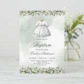 Mooie witte jurk lelies en rozen Doop Kaart (Staand voorkant)