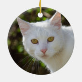 Mooie witte kat keramisch ornament (Achterkant)