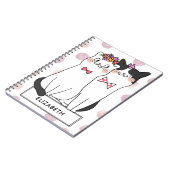 Mooie witte kat met waterverf polka stippenpatroon notitieboek (Linkerzijde)