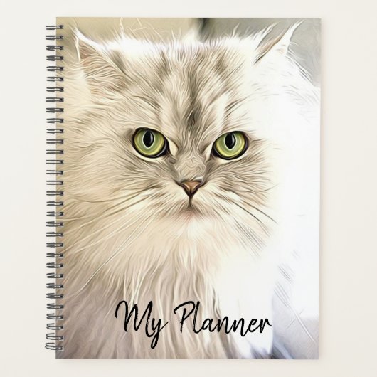 Mooie witte kat planner (Voorkant)