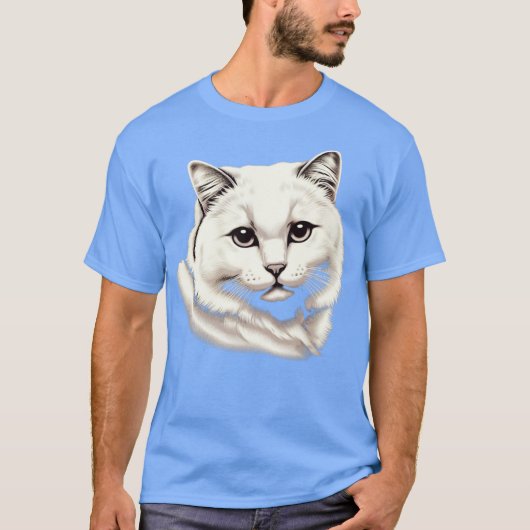 MOOIE WITTE KAT T-SHIRT (Voorkant)