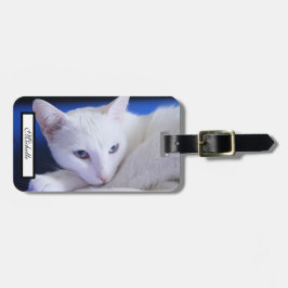 Mooie Witte Kat/Voeg een foto van je huisdier toe Bagagelabel