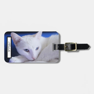 Mooie Witte Kat/Voeg een foto van je huisdier toe Bagagelabel
