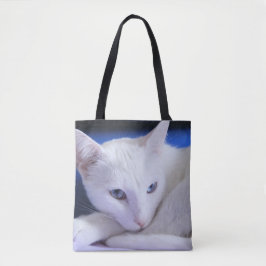 Mooie Witte Kat/Voeg een foto van je huisdier toe Tote Bag