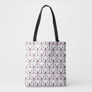 Mooie Witte Kattengezicht Cartoon Patroon Tote Bag