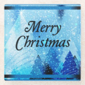 Mooie, witte kerst glazen onderzetter (Voorkant)