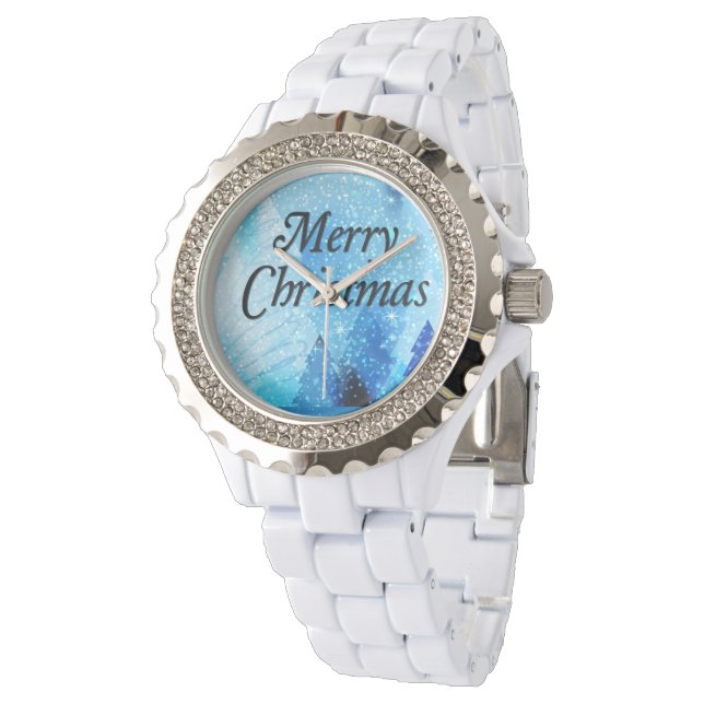 Mooie witte kerst Rhinestone Watch Horloge (Gekanteld)