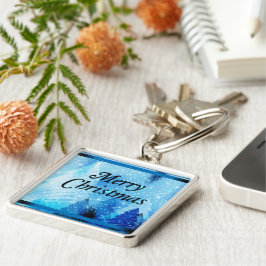 Mooie witte kerst vierkante Sleutelhanger