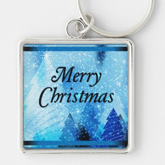 Mooie witte kerst vierkante Sleutelhanger (Voorkant)