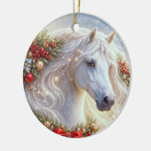 Mooie witte kerstpaard keramisch ornament (Links)