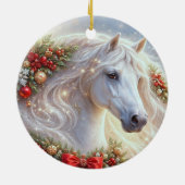 Mooie witte kerstpaard keramisch ornament (Achterkant)