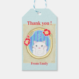 Mooie Witte Kitten Kat Cadeaubijslage Cadeaulabel