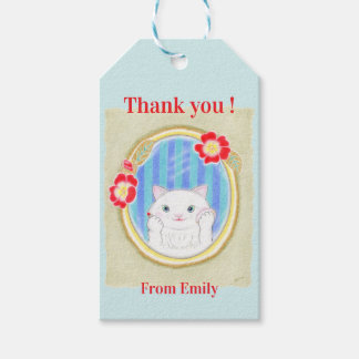 Mooie Witte Kitten Kat Cadeaubijslage Cadeaulabel