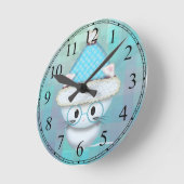 Mooie Witte Kitten Turquoise Wandklok (Hoek)