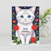 Mooie Witte Kittens Plat Kerstkaart (Staand voorkant)