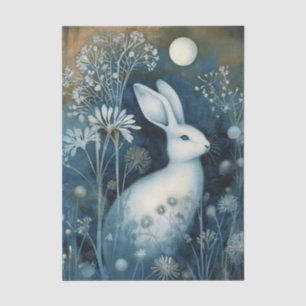 Mooie Witte Konijn Cyanotype Afdrukken Tissuepapier