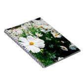 Mooie witte kosmos bloemen bloeien in tuinschildpa notitieboek (Rechterzijde)