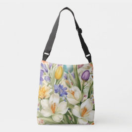 Mooie witte krokussen, Сkleurrijke lentebloemen Crossbody Tas